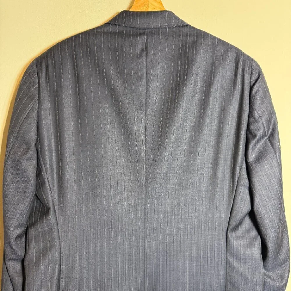 Hart Schaffner Marx Pinstripe Wool Sport Coat Dinner Jacket Blazer Men 44L Navy
